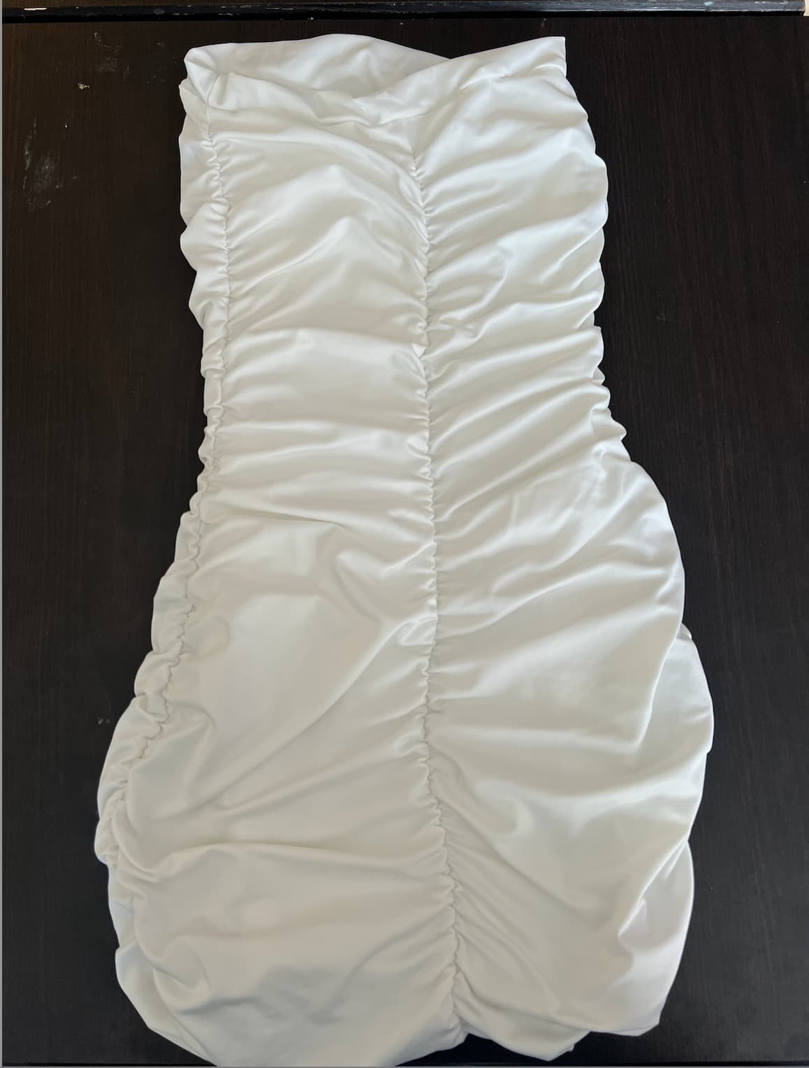 White Ruched Strapless Dress photo 1