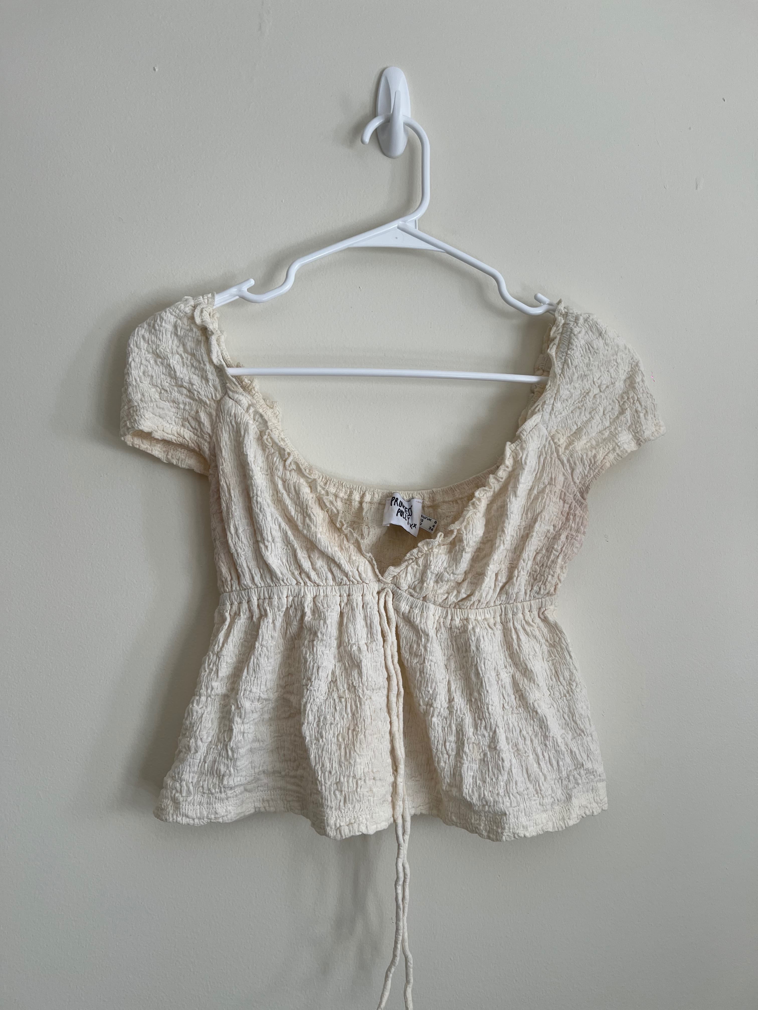 Cream Cap Sleeve Top photo 1