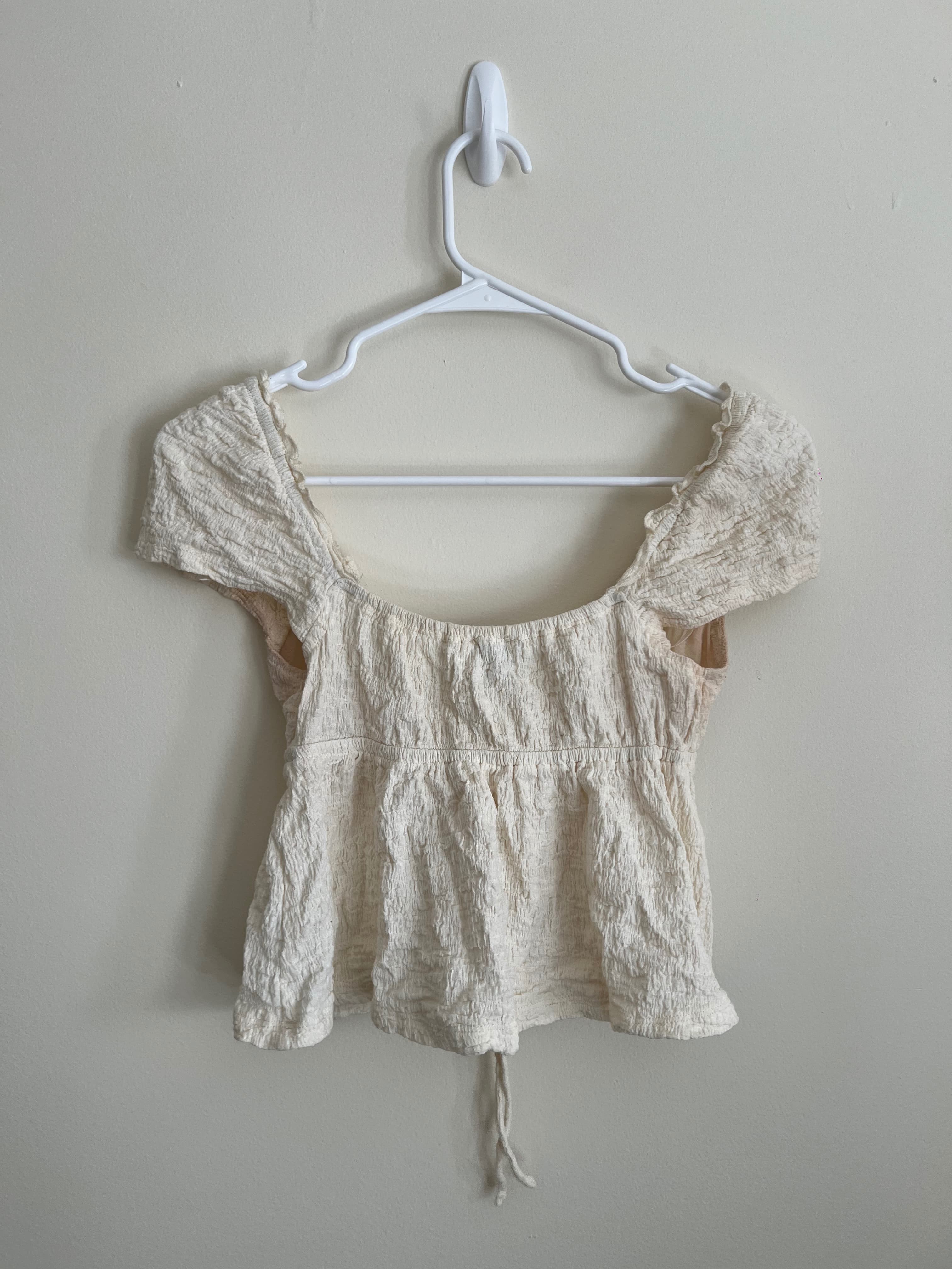 Cream Cap Sleeve Top photo 2