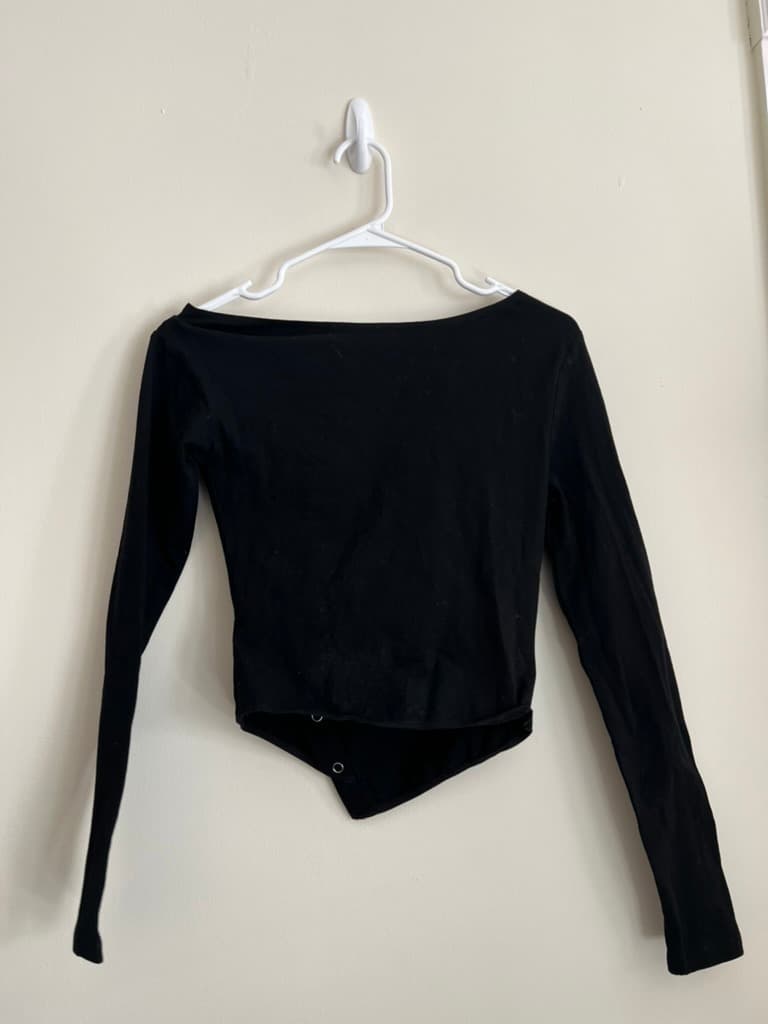 Black Asymmetrical Long Sleeve Top photo 2