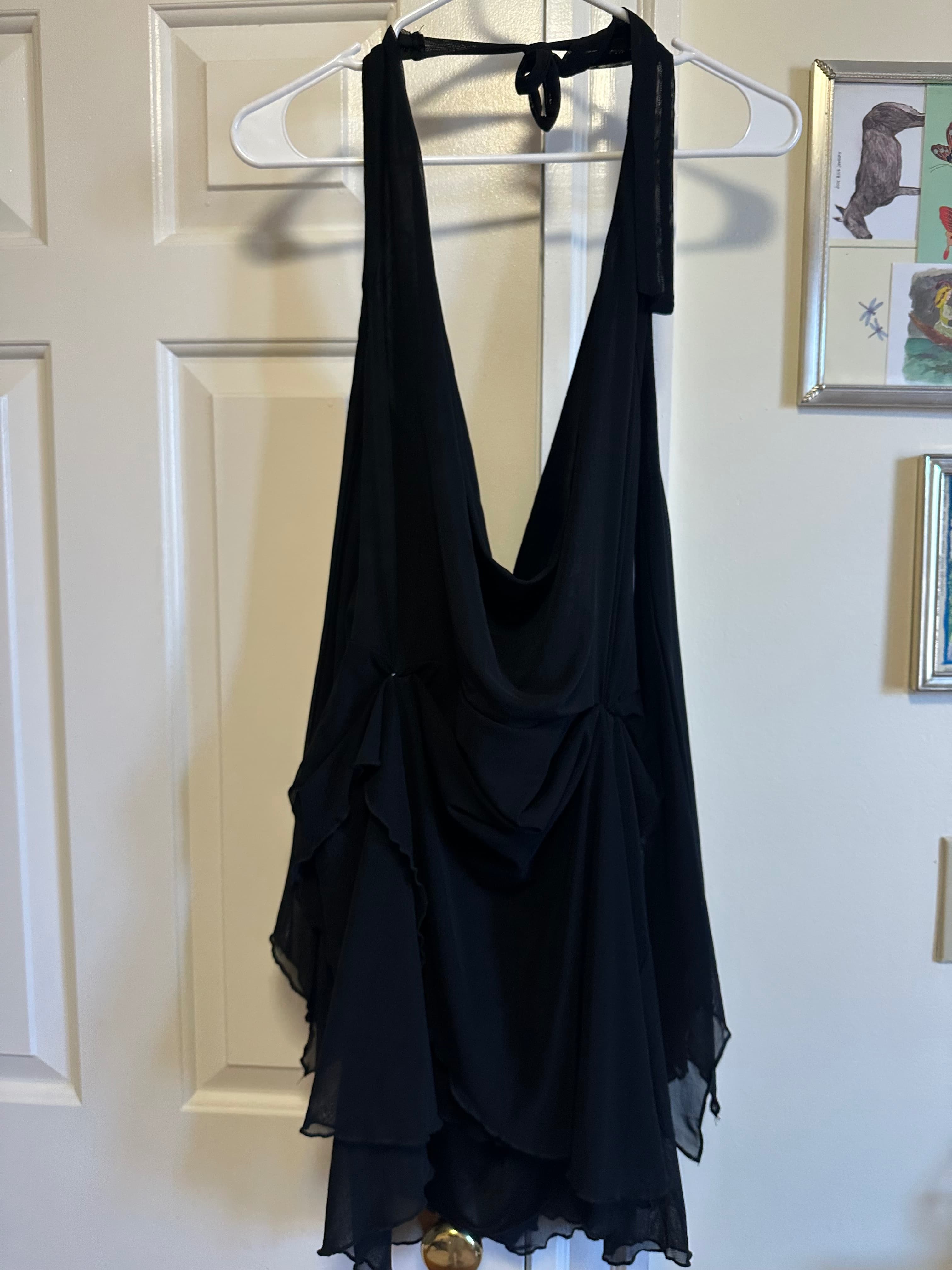 Black Flowy Sleeve Chiffon Party Dress photo 1