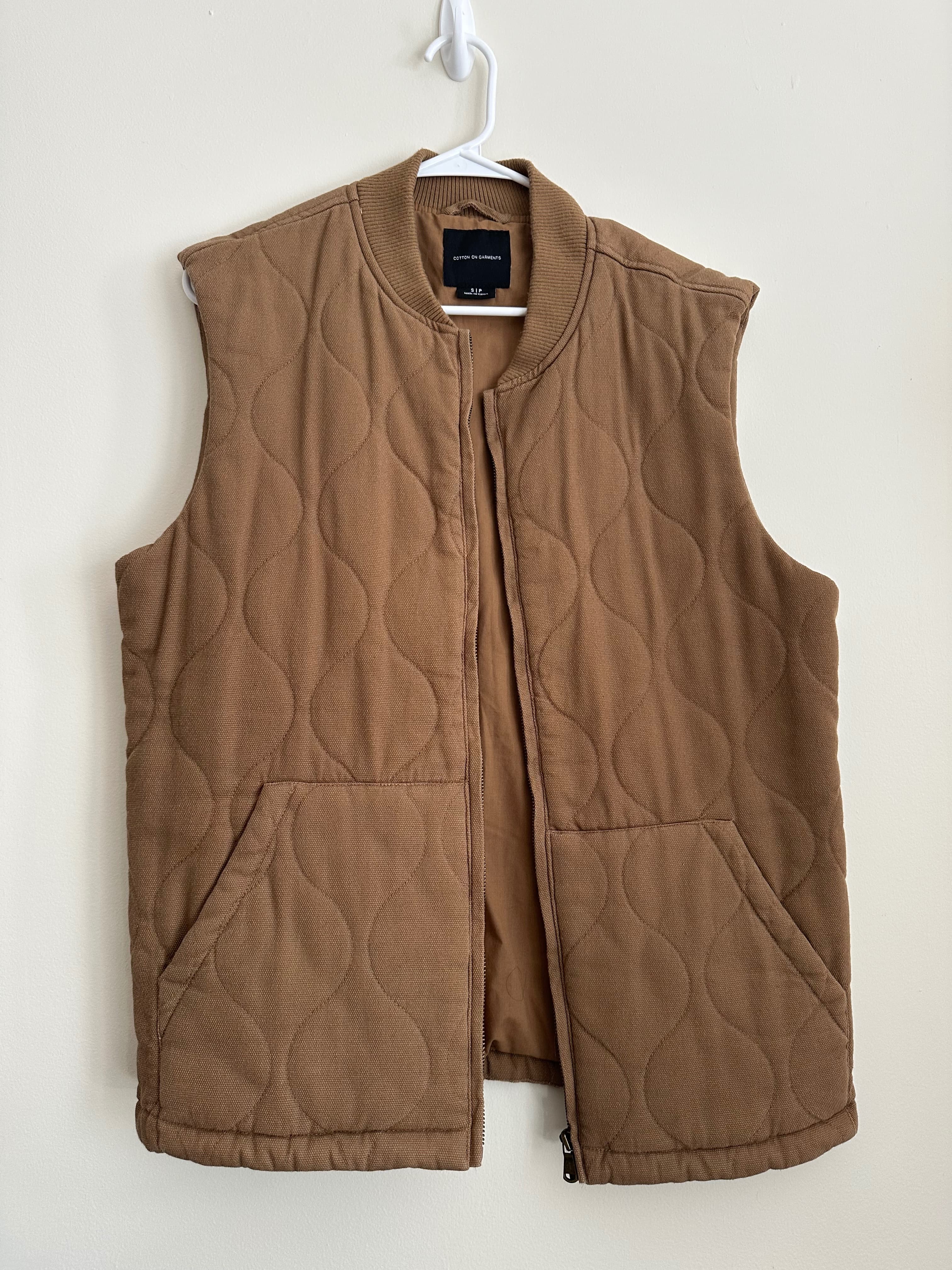 Tan Quilted Vest (Small) photo 1